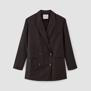 Everlane Black Linen Double-Breasted Blazer